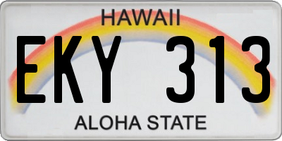 HI license plate EKY313
