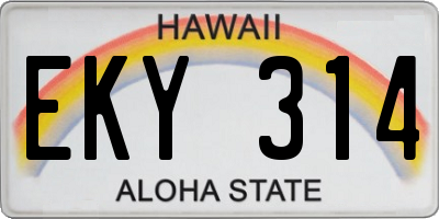 HI license plate EKY314