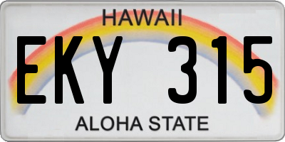 HI license plate EKY315