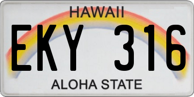 HI license plate EKY316