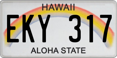 HI license plate EKY317