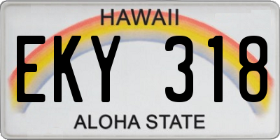 HI license plate EKY318