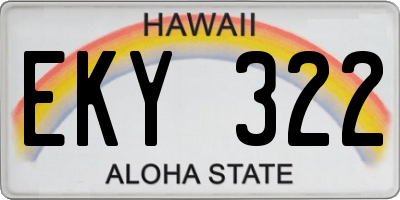 HI license plate EKY322