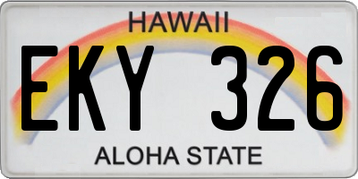 HI license plate EKY326