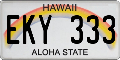HI license plate EKY333