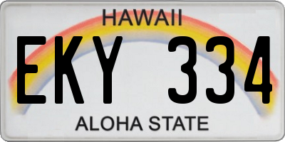HI license plate EKY334