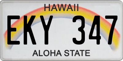 HI license plate EKY347