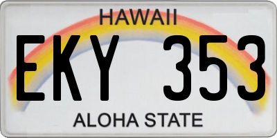 HI license plate EKY353