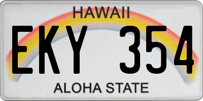 HI license plate EKY354