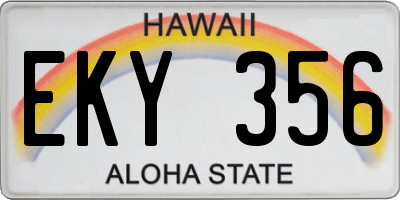 HI license plate EKY356