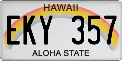 HI license plate EKY357