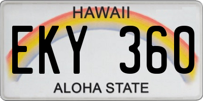 HI license plate EKY360