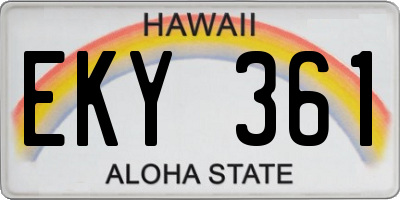 HI license plate EKY361