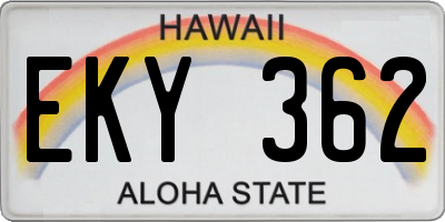 HI license plate EKY362
