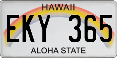 HI license plate EKY365