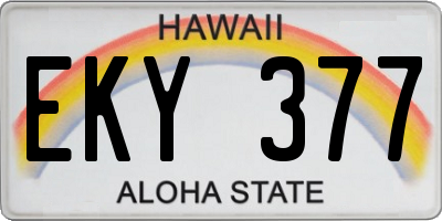 HI license plate EKY377