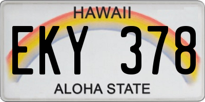 HI license plate EKY378