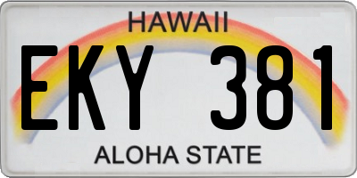 HI license plate EKY381