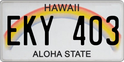 HI license plate EKY403