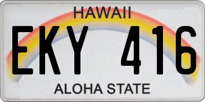 HI license plate EKY416