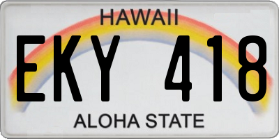 HI license plate EKY418