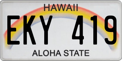 HI license plate EKY419