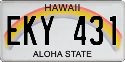 HI license plate EKY431