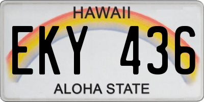 HI license plate EKY436