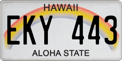 HI license plate EKY443