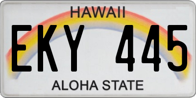 HI license plate EKY445