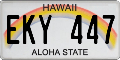 HI license plate EKY447