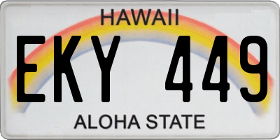 HI license plate EKY449