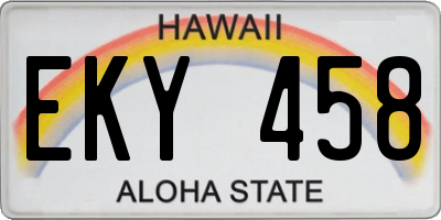 HI license plate EKY458