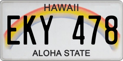 HI license plate EKY478