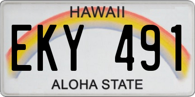 HI license plate EKY491