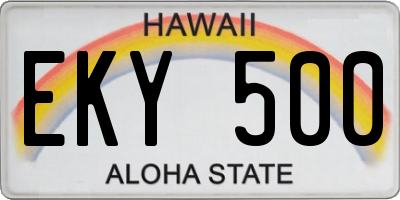 HI license plate EKY500