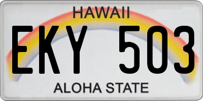HI license plate EKY503