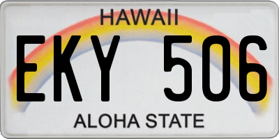 HI license plate EKY506