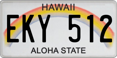 HI license plate EKY512