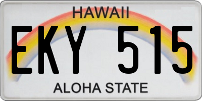 HI license plate EKY515