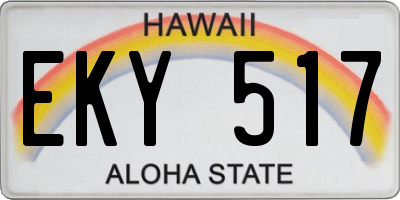 HI license plate EKY517