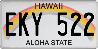 HI license plate EKY522