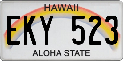 HI license plate EKY523