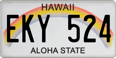 HI license plate EKY524