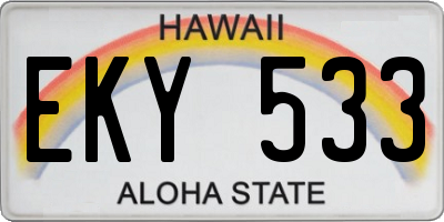 HI license plate EKY533