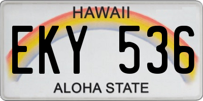 HI license plate EKY536