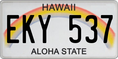 HI license plate EKY537