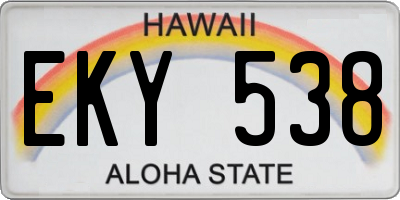 HI license plate EKY538