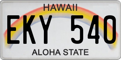 HI license plate EKY540
