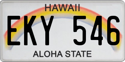 HI license plate EKY546